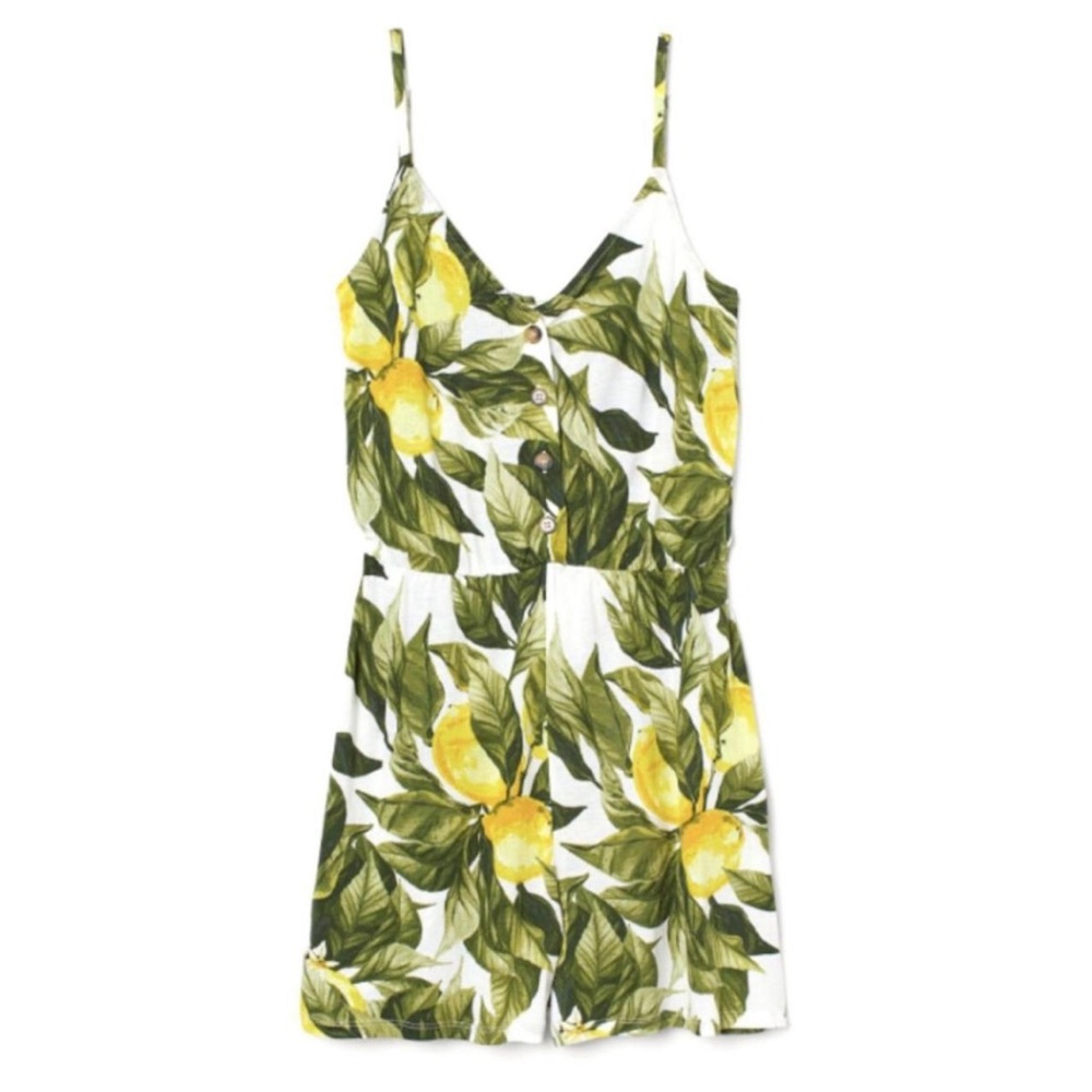 ❌sold❌ H&M Lemon Leaf Print Romper